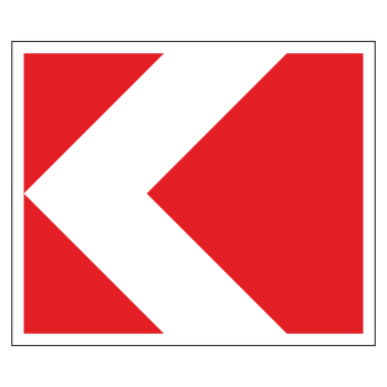 Дорожный знак 1.34.2 «Направление поворота» (малый) (металл 0,8 мм, III типоразмер: 700х865 мм, С/О пленка: тип Б высокоинтенсивная)